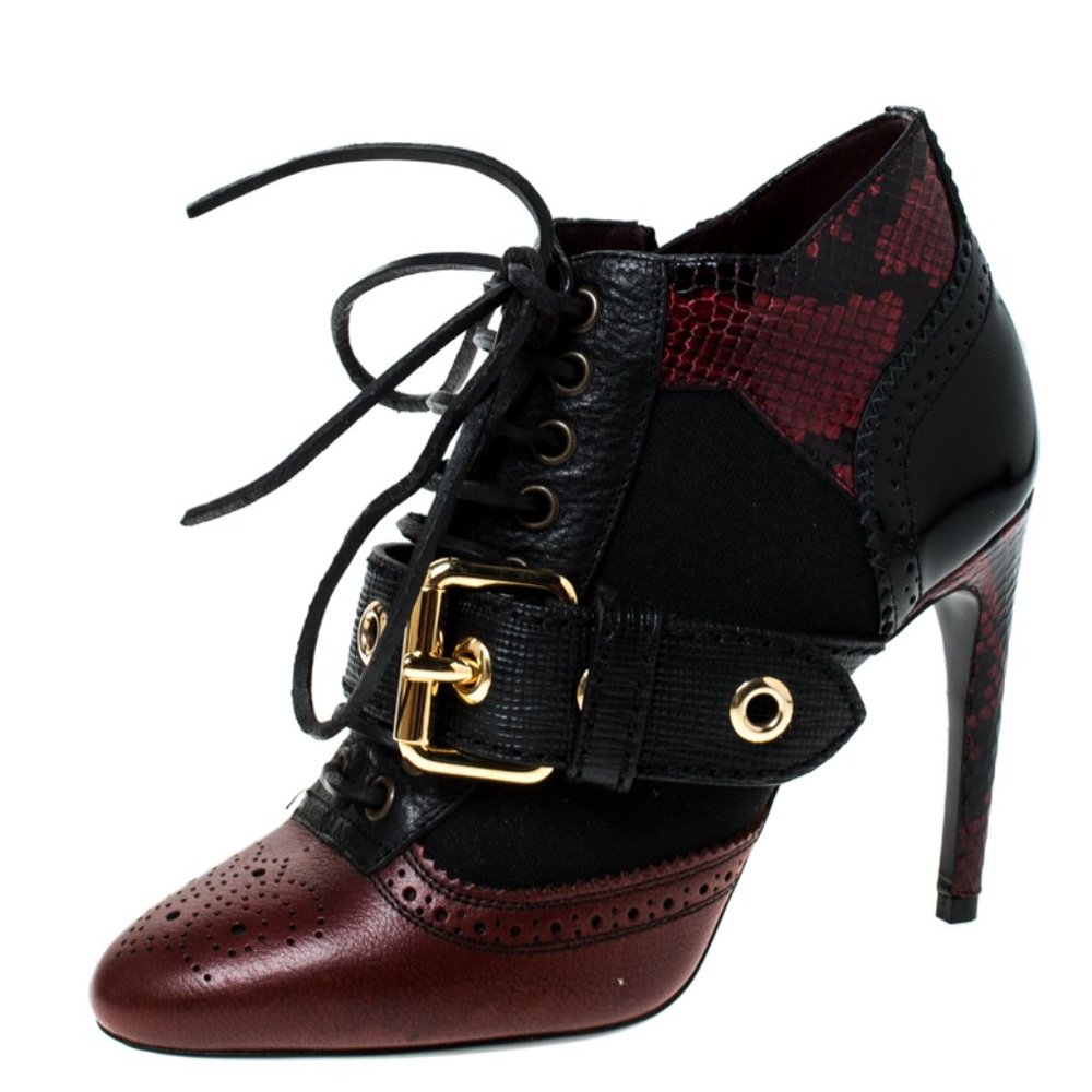 39.5 BURBERRY Westmarsh Snakeskin & Leather heels